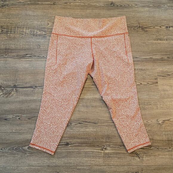 Athleta Women's size 2X Salutation Stash II Textured Tight in Orange and White - Picture 3 of 7